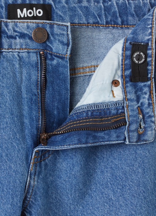 Molo Alban loose fit jeans met steekzakken - detail indigo