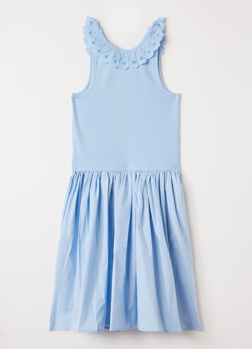 Molo Croco jurk met broderie - voorkant 2 blauwgrijs