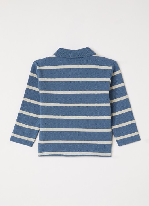 Molo Easty polo met streepprint - voorkant 2 petrol