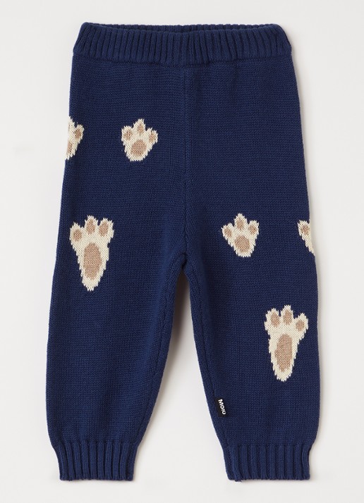 Molo Fijngebreide tapered fit broek in wolblend - voorkant 2 donkerblauw
