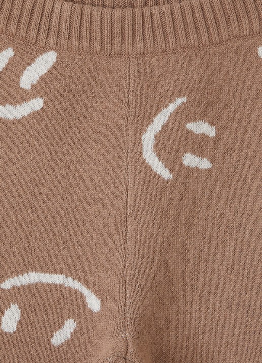 Molo Fijngebreide tapered fit broek in wolblend - detail zand