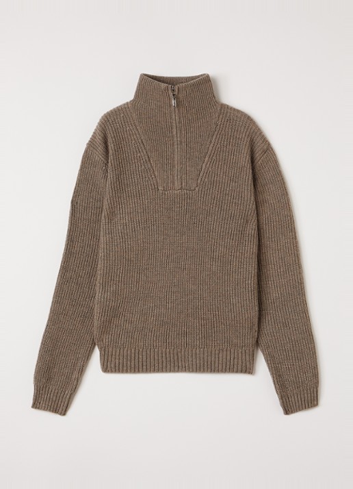 Molo Gretta grofgebreide trui in wolblend - voorkant beige