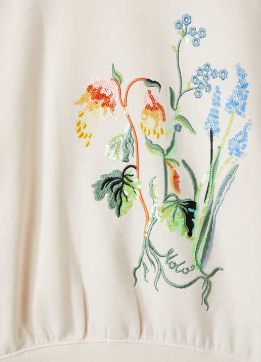 Molo Marge sweater met bloemborduring - detail creme