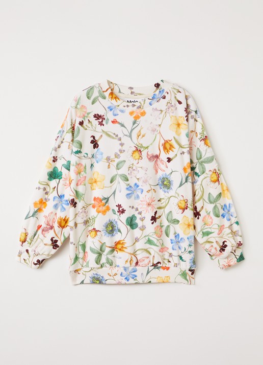 Molo Marika sweater met bloemenprint - voorkant gebroken wit