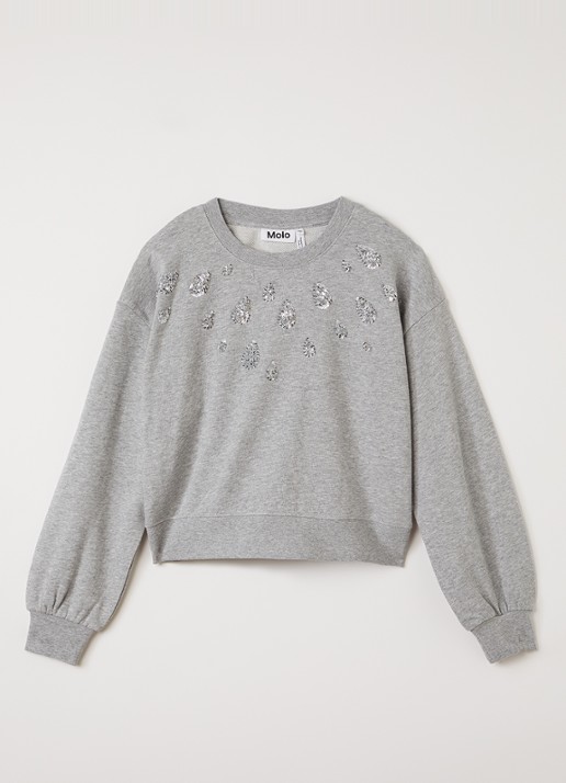 Molo Miki sweater met pailletten - voorkant grijsmele