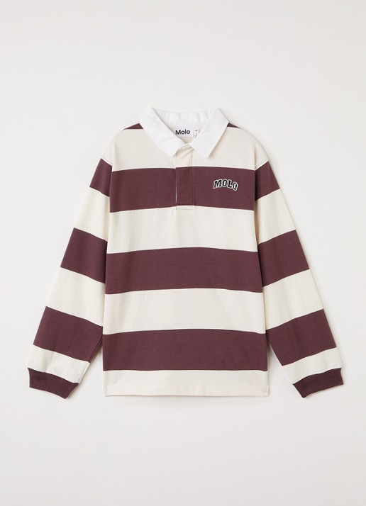 Molo Relz polo met streepprint - voorkant 2 roze