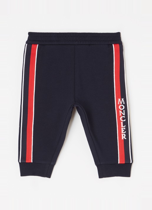 Moncler 80996 tapered fit joggingbroek met logoband - voorkant donkerblauw
