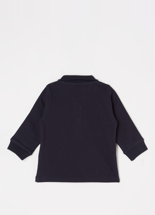 Moncler 8496F polo van pique katoen met logo - voorkant 2 donkerblauw