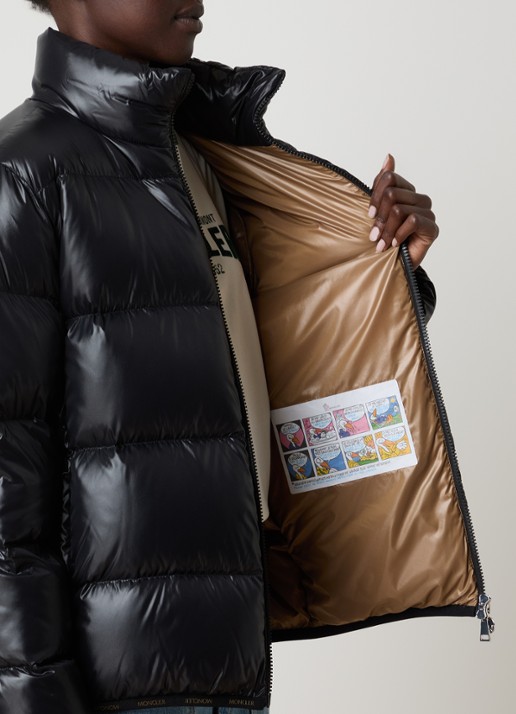 Moncler Abbadia puffer jack met donsvulling en ritszakken - detail 5 zwart