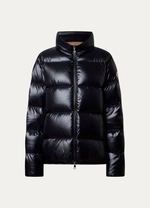 Moncler Abbadia puffer jack met donsvulling en ritszakken - voorkant zwart