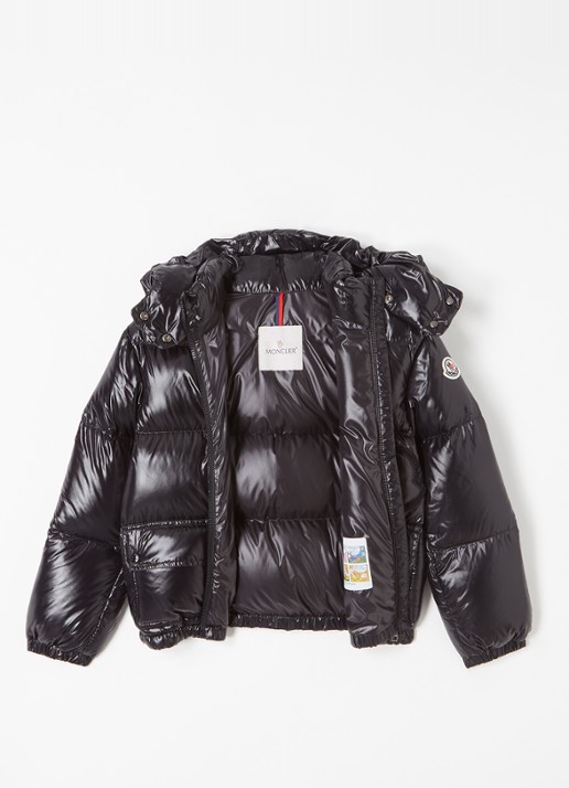 Moncler Abbaye gewatteerde jas met afneembaar capuchon - voorkant 2 zwart