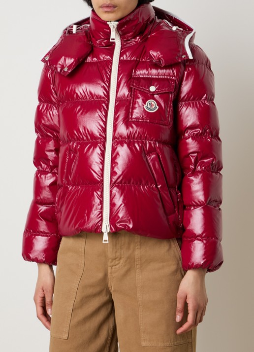Moncler Andro pufferjack met donsvulling en afneembare capuchon - detail 2 kersenrood