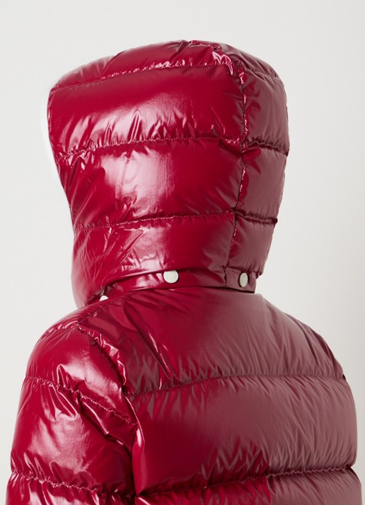 Moncler Andro pufferjack met donsvulling en afneembare capuchon - detail 4 kersenrood
