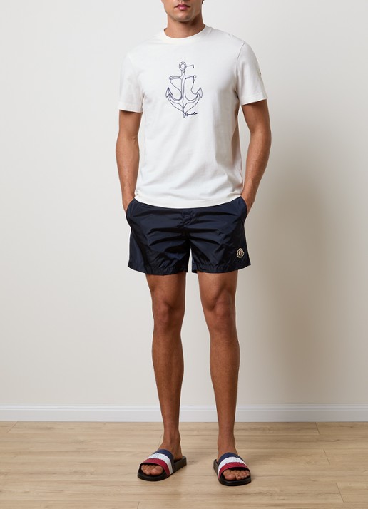 Moncler Archivio zwemshorts met logo en steekzakken - voorkant 5 donkerblauw