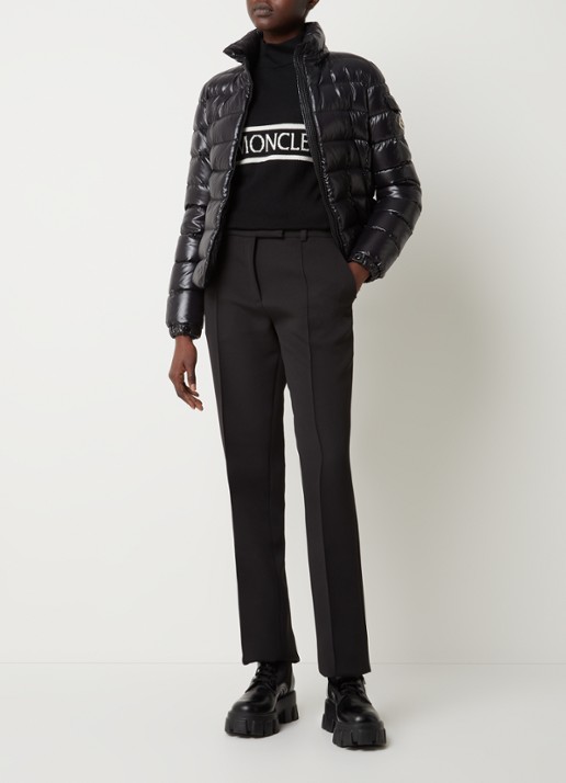 Moncler Badyf puffer jack met donsvulling en afneembare imitatiebontkraag - voorkant 6 zwart