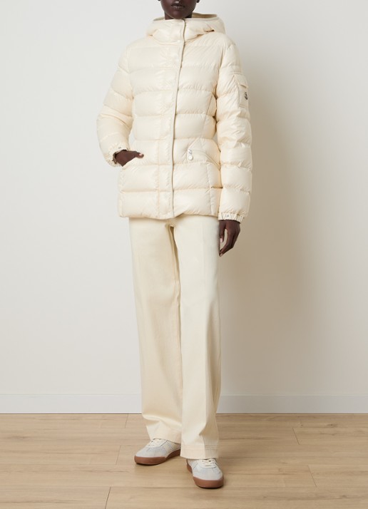 Moncler Barante gewatteerd jack met donsvulling en capuchon - voorkant 6 creme