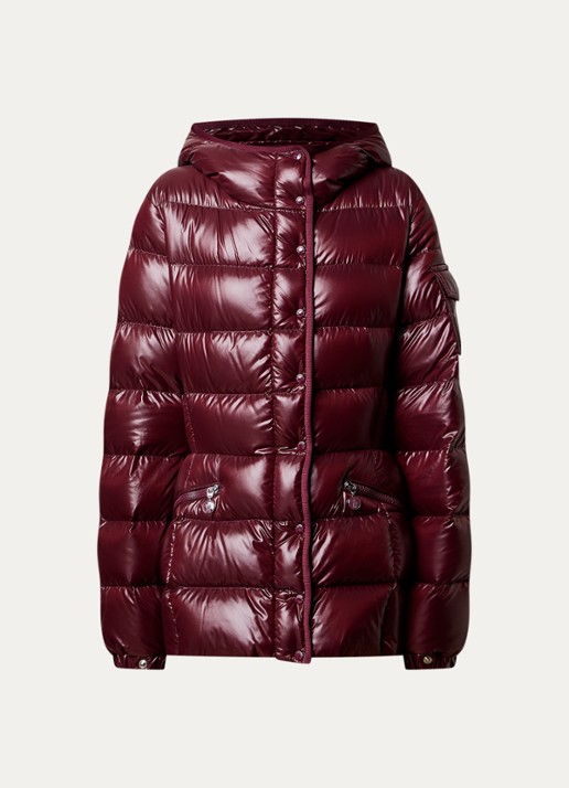 Moncler Barante gewatteerd jack met donsvulling en capuchon - voorkant bordeauxrood