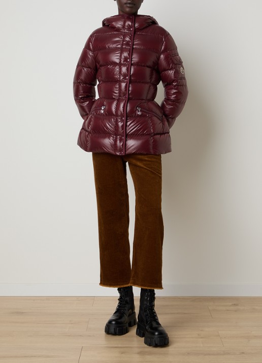 Moncler Barante gewatteerd jack met donsvulling en capuchon - voorkant 2 bordeauxrood
