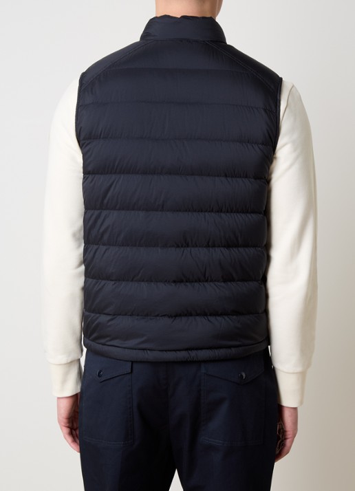 Moncler Barthe gewatteerde bodywarmer met donsvulling en logo - achterkant donkerblauw