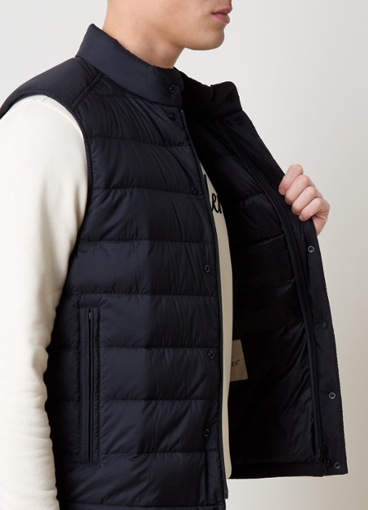 Moncler Barthe gewatteerde bodywarmer met donsvulling en logo - detail 5 donkerblauw