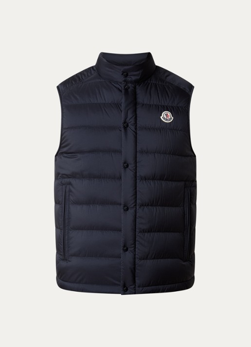 Moncler Barthe gewatteerde bodywarmer met donsvulling en logo - voorkant 2 donkerblauw