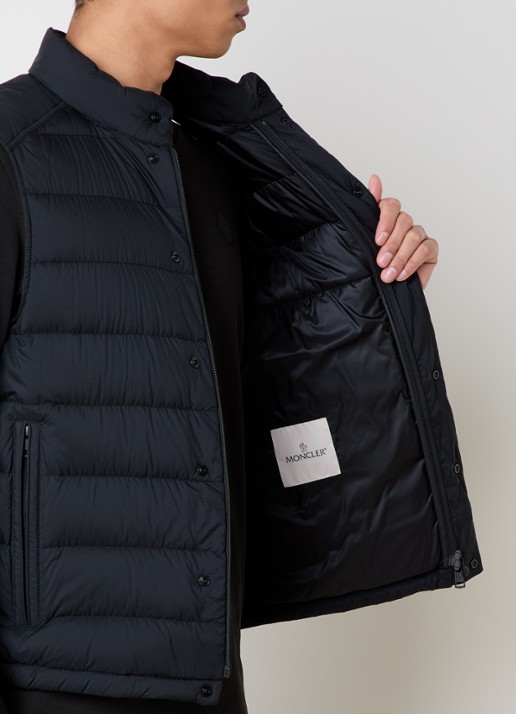 Moncler Barthe gewatteerde bodywarmer met donsvulling en logo - detail 5 zwart