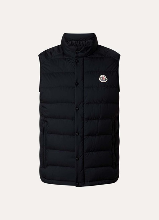 Moncler Barthe gewatteerde bodywarmer met donsvulling en logo - voorkant 2 zwart
