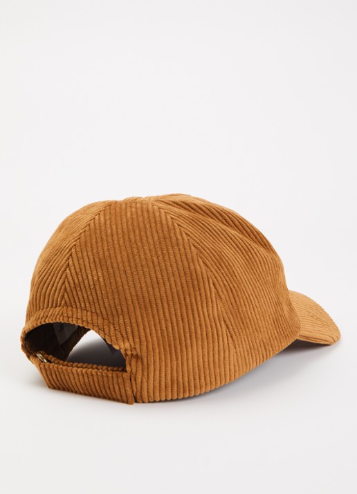 Moncler Baseball pet van corduroy met logo  - detail roestbruin