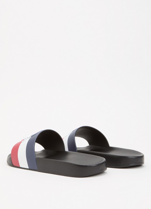 Moncler Basile slipper met streepprint en logo - achterkant 3 zwart