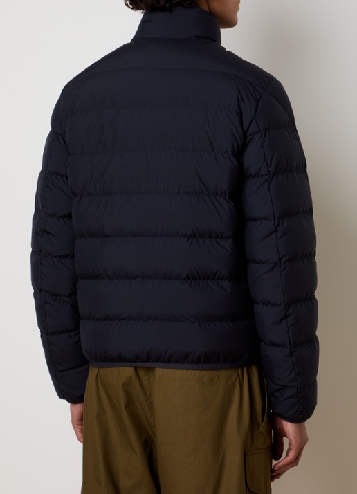 Moncler Baudinet puffer jack met donsvulling en logo - achterkant donkerblauw