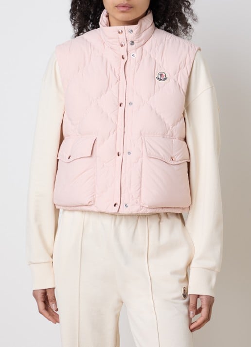 Moncler Biosis gewatteerde bodywarmer met donsvulling - detail 2 lichtroze