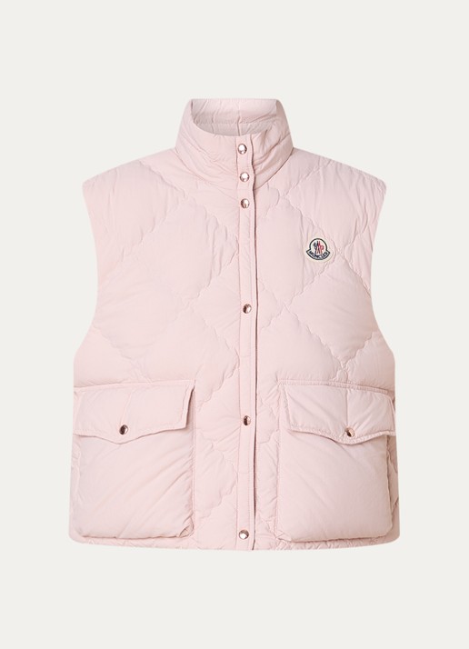 Moncler Biosis gewatteerde bodywarmer met donsvulling - voorkant 5 lichtroze