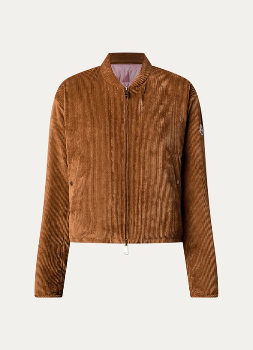 Moncler Blageon reversible bomberjack van corduroy met donsvulling - voorkant cognac