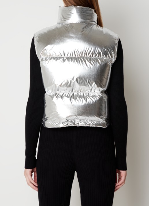 Moncler Blavet bodywarmer met donsvulling en metallic finish - achterkant zilver