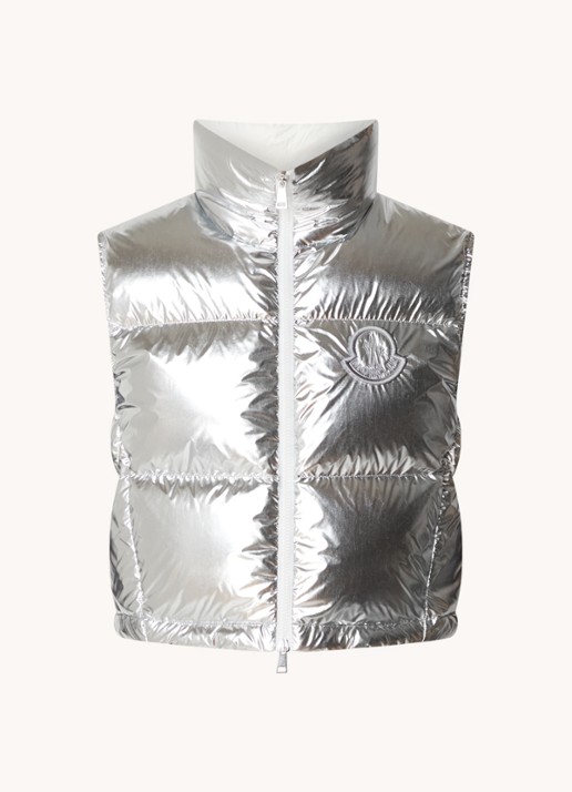 Moncler Blavet bodywarmer met donsvulling en metallic finish - voorkant 5 zilver