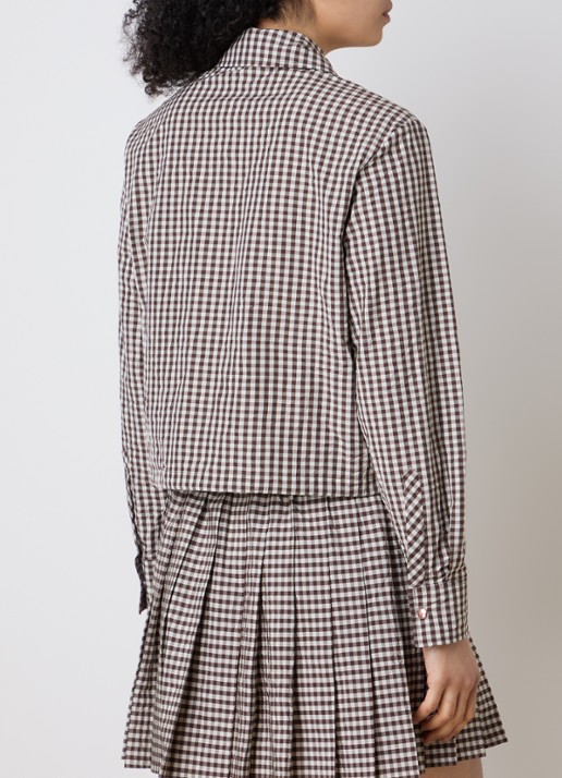 Moncler Blouse met ruitdessin en steekzakken - achterkant bruin