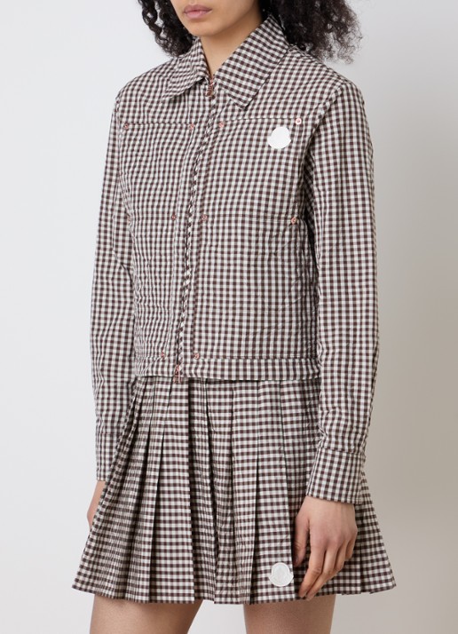 Moncler Blouse met ruitdessin en steekzakken - detail 4 bruin