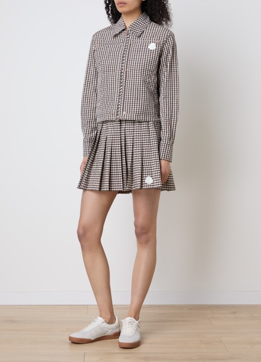 Moncler Blouse met ruitdessin en steekzakken - voorkant 3 bruin
