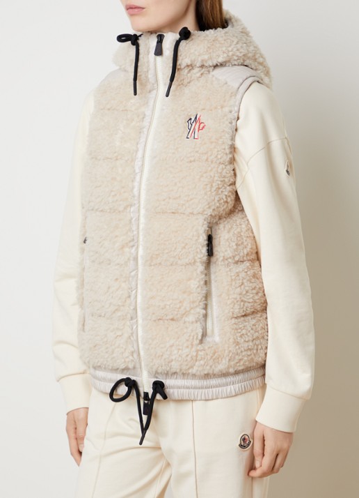 Moncler Bodywarmer van teddy met logo en steekzakken