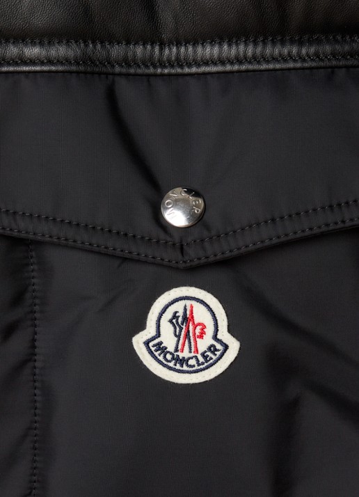 Moncler Braye puffer jack met details van leer en afneembare capuchon  - detail 6 zwart