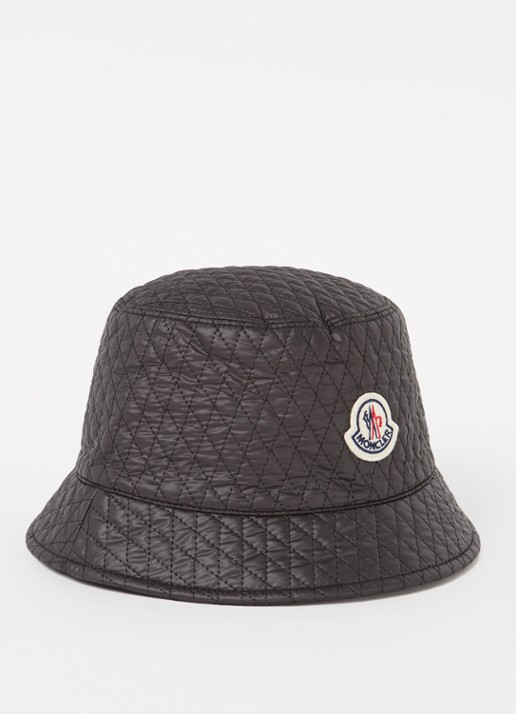 Moncler Bucket hoed met logo - voorkant zwart