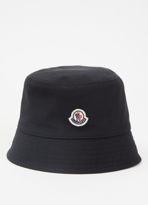 Moncler Bucket hoed met logoborduring - voorkant 2 zwart