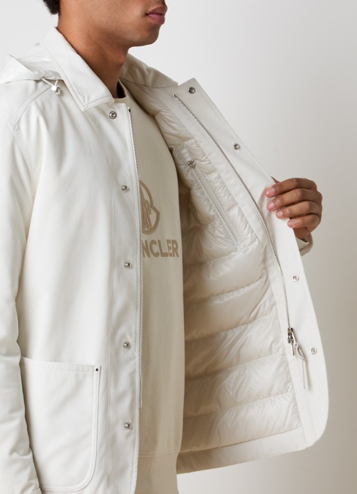 Moncler Buffaure gewatteerd jack met afneembare capuchon - detail 6 gebroken wit