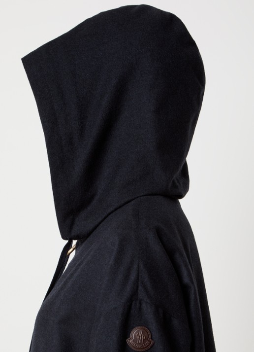 Moncler Camicia fijngebreid vest in kasjmierblend met capuchon - detail 3 donkerblauw