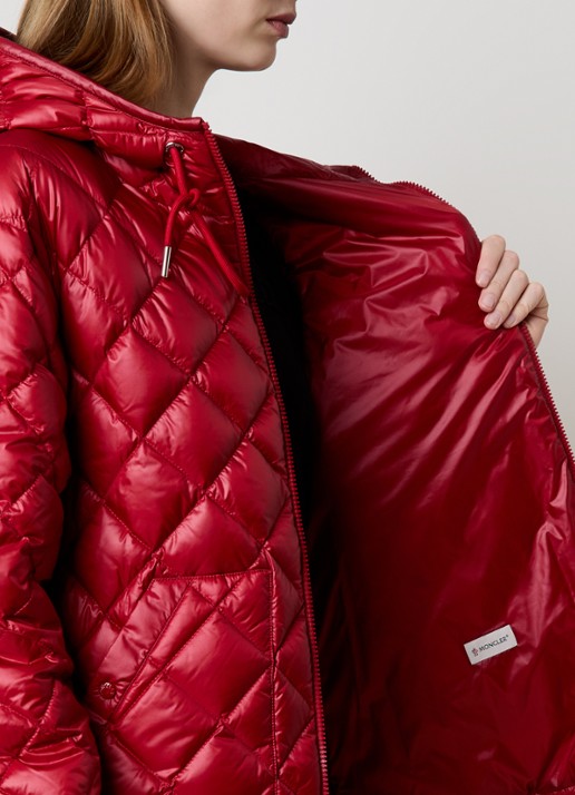 Moncler Camicia gewatteerde jas met donsvulling en quilt patroon - detail 5 kersenrood