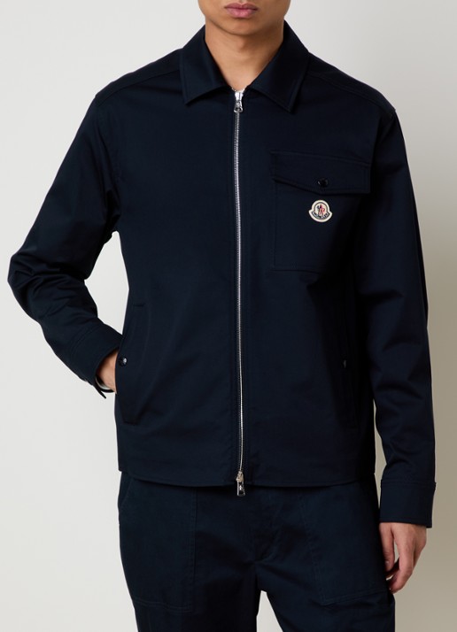 Moncler Camicia overshirt met borstzak - detail donkerblauw