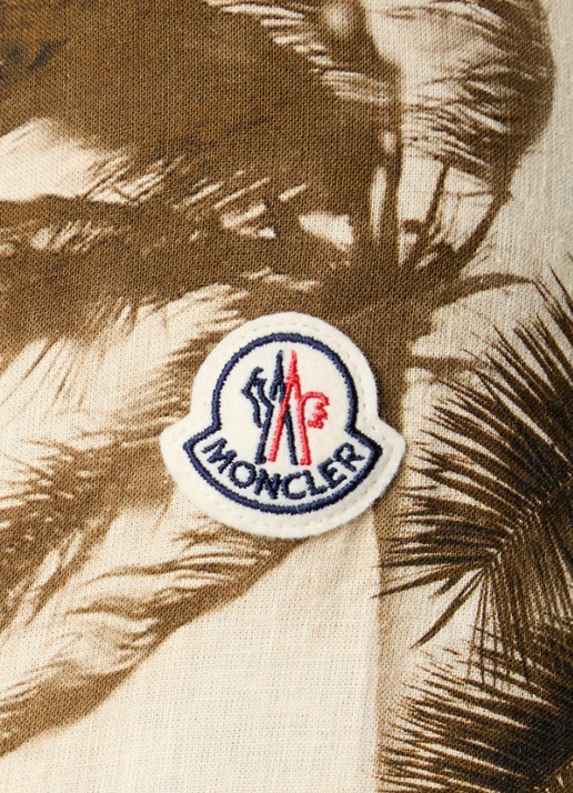 Moncler Camicia regular fit overhemd in linnenblend met bladprint - detail 5 beige