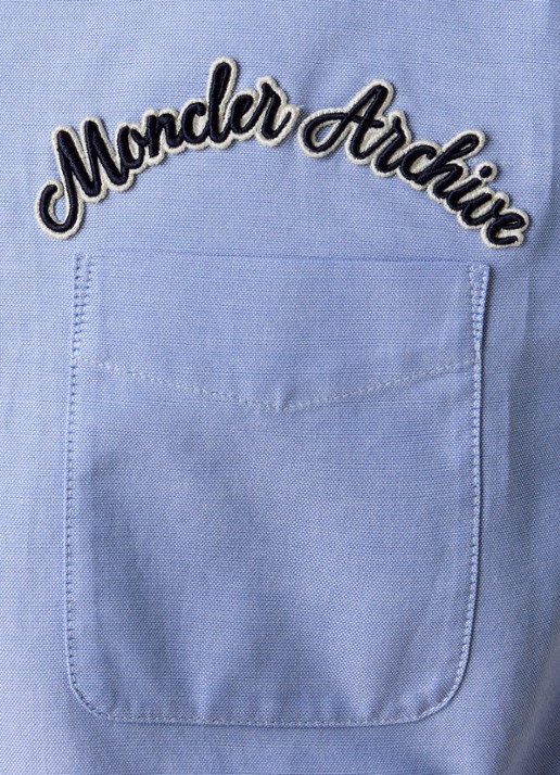 Moncler Camicia regular fit overhemd met logoborduring - detail 4 lichtblauw