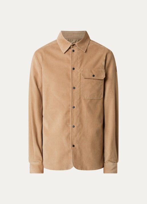 Moncler Camicia regular fit overhemd van corduroy met borstzak - voorkant 2 zand