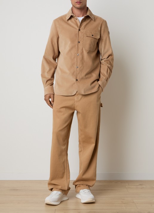 Moncler Camicia regular fit overhemd van corduroy met borstzak - voorkant 3 zand